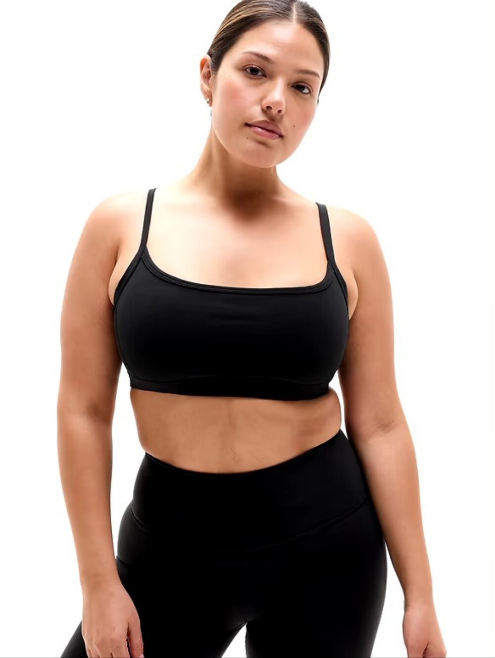 Athleta Black Square-Neck Sport Bra Size XL